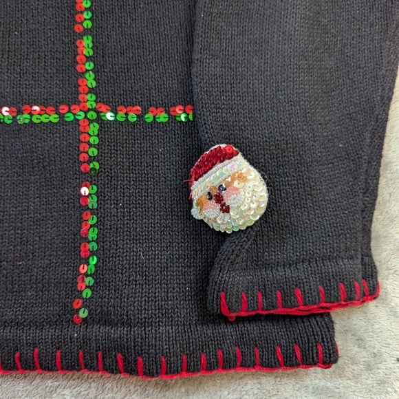 Vintage 90s Sequin Button Christmas Sweater Ugly Christmas Teacher Retro - Picture 8 of 12